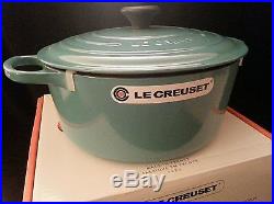Le Creuset 7 1/4 Quart Turquoise Round Dutch Oven Casserole Cast Iron New in Box