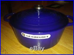Le Creuset 7.25qt #28 Enameled Round Dutch Oven Indigo Blue Brand New