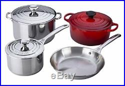 Le Creuset 7-Piece Stainless Steel & Enameled Cast Iron Cookware Set Cherry Red