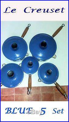 Le Creuset BLUE 5x SAUCEPAN Set + (Optional Wooden Hanging Rack)
