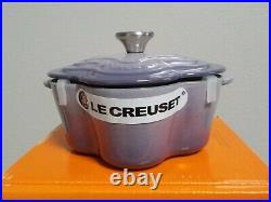 Le Creuset BLUE BELL PURPLE Flower Cocotte Cast Iron 1 1/8 Quart