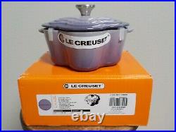 Le Creuset BLUE BELL PURPLE Flower Cocotte Cast Iron 1 1/8 Quart