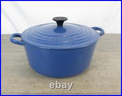 Le Creuset Blue Cast Iron Stock Pot 3.5 QT #22 with Lid France 9 Enamel