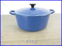 Le Creuset Blue Cast Iron Stock Pot 3.5 QT #22 with Lid France 9 Enamel