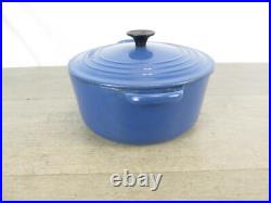 Le Creuset Blue Cast Iron Stock Pot 3.5 QT #22 with Lid France 9 Enamel