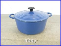 Le Creuset Blue Cast Iron Stock Pot 3.5 QT #22 with Lid France 9 Enamel