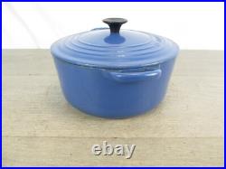 Le Creuset Blue Cast Iron Stock Pot 3.5 QT #22 with Lid France 9 Enamel