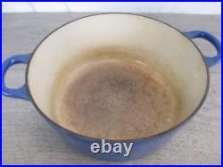 Le Creuset Blue Cast Iron Stock Pot 3.5 QT #22 with Lid France 9 Enamel