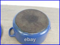 Le Creuset Blue Cast Iron Stock Pot 3.5 QT #22 with Lid France 9 Enamel