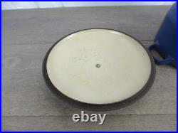 Le Creuset Blue Cast Iron Stock Pot 3.5 QT #22 with Lid France 9 Enamel