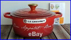 Le Creuset Bon Appetit 4.5 Qt #24 Gold Knob Cast Iron Round Dutch Oven Limited