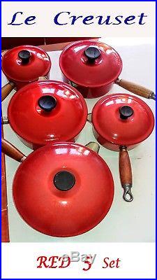 Le Creuset CHERRY RED (Cerise) 5x Saucepan Set (rack optional extra)