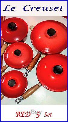 Le Creuset CHERRY RED (Cerise) 5x Saucepan Set (rack optional extra)