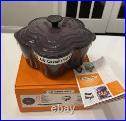 Le Creuset Cassis Purple Flower Cast Iron Cocotte 2.25 Qt Ultra Rare Color! Nib