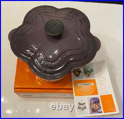 Le Creuset Cassis Purple Flower Cast Iron Cocotte 2.25 Qt Ultra Rare Color! Nib