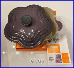 Le Creuset Cassis Purple Flower Cast Iron Cocotte 2.25 Qt Ultra Rare Color! Nib