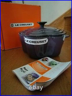 Le Creuset Cassis Purple Flower Pot Dutch Oven 2.25 quart New in box