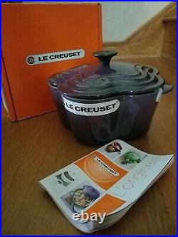 Le Creuset Cassis Purple Flower Pot Dutch Oven 2.25 quart New in box