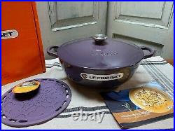 Le Creuset Cassis Soup Pot 4 1/2 Qt. With Trivet & Cookbook New