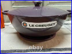 Le Creuset Cassis Soup Pot 4 1/2 Qt. With Trivet & Cookbook New