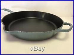 Le Creuset Cast Iron 13 1/2 Inch Skillet Ocean Blue Brand. New No Box