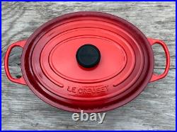 Le Creuset Cast Iron 31 Oval Dutch Oven with Lid Cerise Red 6-3/4 Qt
