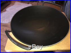 Le Creuset Cast Iron 36cm Wok With Glass LID Dark Grey Satin Finish Rrp £220