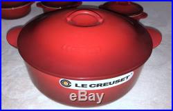 Le Creuset Cast Iron 4-Qt Legumiers 4-Stoneware Mini Legumiers Cherry Red NEW