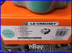 Le Creuset Cast Iron Dutch Oven Flower Shape Cool Mint 2.25 Qt New