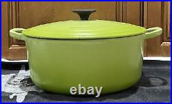 Le Creuset Cast Iron Dutch Oven Kiwi Green Enamel 5 1/2 Qt Deep Round France 26