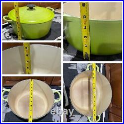 Le Creuset Cast Iron Dutch Oven Kiwi Green Enamel 5 1/2 Qt Deep Round France 26