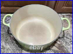 Le Creuset Cast Iron Dutch Oven Kiwi Green Enamel 5 1/2 Qt Deep Round France 26