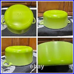 Le Creuset Cast Iron Dutch Oven Kiwi Green Enamel 5 1/2 Qt Deep Round France 26