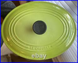 Le Creuset Cast Iron Lemon Lime Green Oval Dutch Oven 31 (France) 12 x 9.5