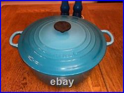 Le Creuset Cast Iron Round Casserole Pot Large In Teal 28cm 6.7L