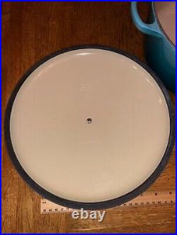 Le Creuset Cast Iron Round Casserole Pot Large In Teal 28cm 6.7L