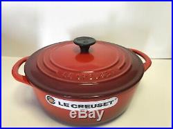 Le Creuset Cast Iron Round Casserole/dutch Oven 2 3/4 Quart Cherry Red Nib
