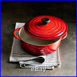 Le Creuset Cast-Iron Round Dutch Oven-Cerise (Red)-5 1/4-Qt-Retails $450