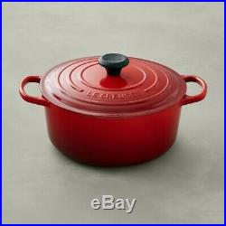 Le Creuset Cast-Iron Round Dutch Oven-Cerise (Red)-5 1/4-Qt-Retails $450