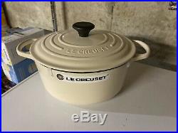 Le Creuset Cast-Iron Round Dutch Oven Cream 5 1/2, 5.5 Qt New