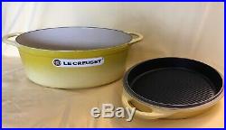 Le Creuset Cast Iron Signature Oval Dutch Oven with Grill Pan Lid YellowithSoliel