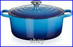 Le Creuset Cast Iron Signature Round Dutch Oven, 7.25 Qt, Azure Blue