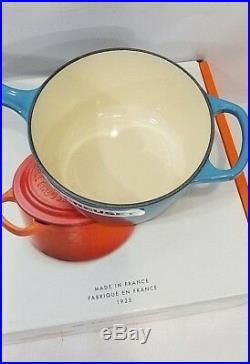 Le Creuset Cast Iron Signature Saucepan 1.75 Quart with Lid Ombre Blue NIB RARE