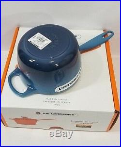 Le Creuset Cast Iron Signature Saucepan 1.75 Quart with Lid Ombre Blue NIB RARE