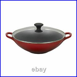 Le Creuset Cast Iron Signature Wok-Cerise-5Qt-Retails $400