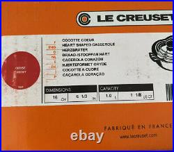 Le Creuset Cerise Red Heart Cocotte Cast Iron 1 1/8qt