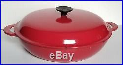 Le Creuset Cherry Red 3.5 Quart #30 Cast Iron Lidded 12 Braiser/Dutch Oven