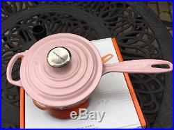 Le Creuset Chiffon Pink Signature Cast Iron Saucepan Pot 1.75Qt New