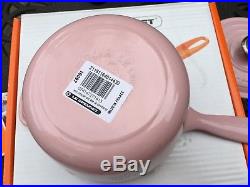 Le Creuset Chiffon Pink Signature Cast Iron Saucepan Pot 1.75Qt New