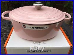Le Creuset Chiffon Pink Signature Oval Cast Iron Dutch Oven 5 Qt New